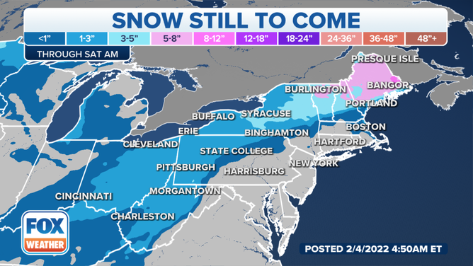 Additional snowfall through early Saturday, Feb. 5, 2022.