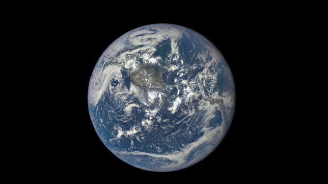 This animation features actual satellite images of the far side of the moon, illuminated by the sun, as it crosses between the DSCOVR spacecraft's Earth Polychromatic Imaging Camera (EPIC) and telescope, and the Earth - one million miles away. (Credits: NASA/NOAA)