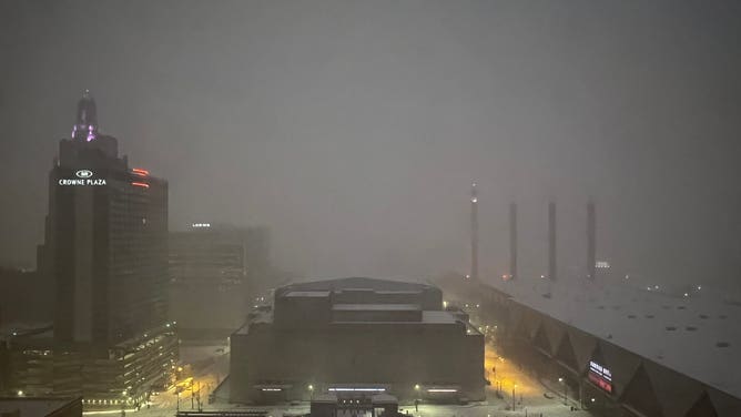 A snowy scene in downtown Kansas City on Feb. 17, 2022. (Image: Max Gorden/FOX Weather)