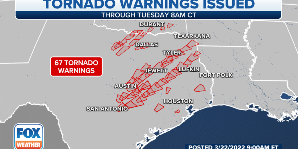 Monday's 56 Tornado Warnings in Texas only topped by a day associated