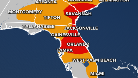 Severe storms with damaging winds, large hail threaten Southeast, southern mid-Atlantic through Thursday
