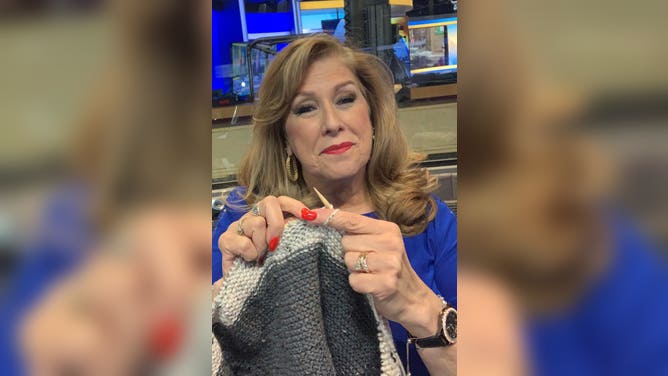 Serio, working on her latest knitting project.