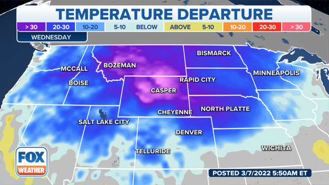 Day 3 temperature departures 3/7/22