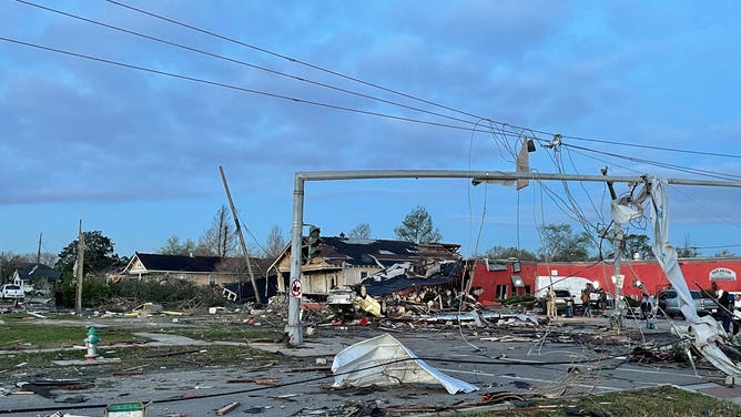 Damages in St. Bernard Parish, Louisiana after a tornado touched down on March 22, 2022. (Image: Mitti Hicks/FOX Weather)
