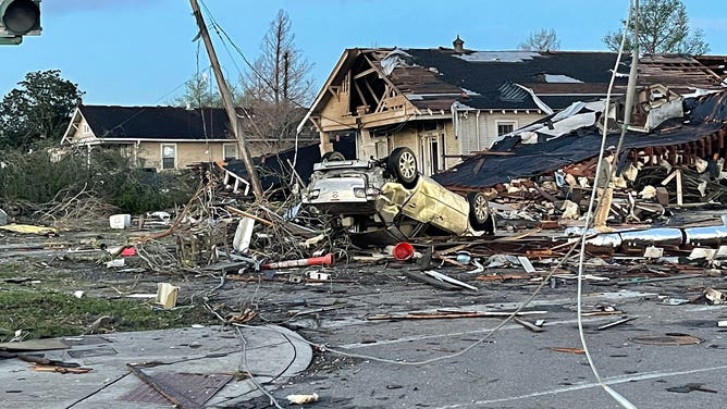 Damages in St. Bernard Parish, Louisiana after a tornado touched down on March 22, 2022. (Image: Mitti Hicks/FOX Weather)