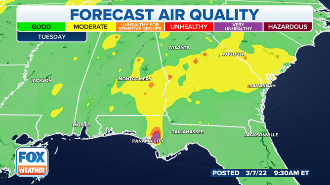 Air quality index for the Southeast