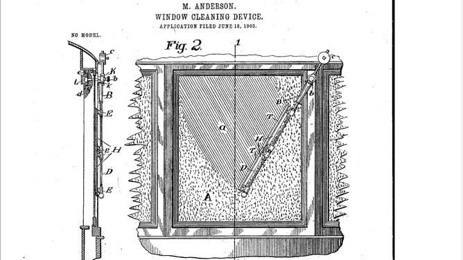 A section of Mary Anderson's patent, showcasing how her window cleaning device would work.