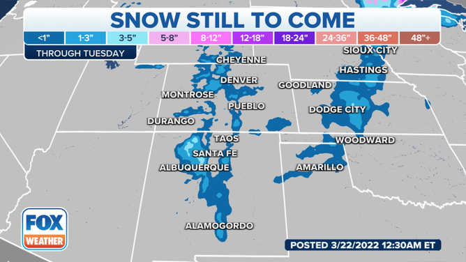 Snow to come through Tuesday afternoon.