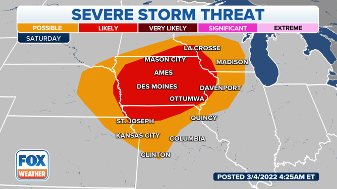 Severe storm threat on Saturday, March 5, 2022.