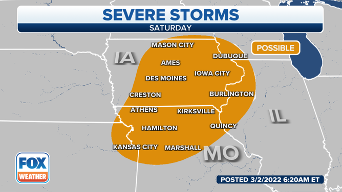 Severe storm threat on Saturday, March 5, 2022.