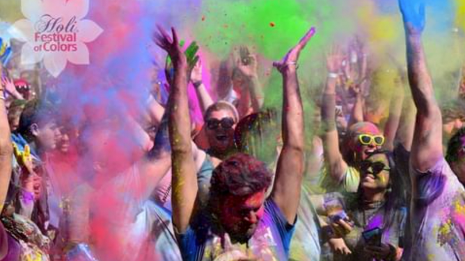 Celebrants at the Festival of Colors in Spanish Fork, Utah.