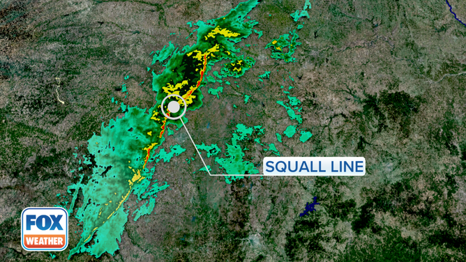 This Doppler radar image shows an example of a squall line.
