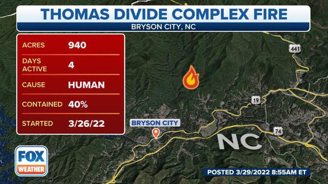 Map of the Thomas Divide Complex Fire
