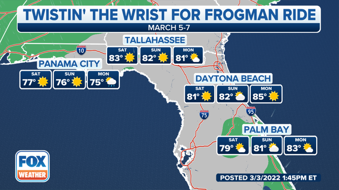 Twistin' The Wrist of the Frogman route forecast for day 1 and 2.