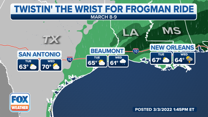 Twistin' The Wrist of the Frogman route forecast.