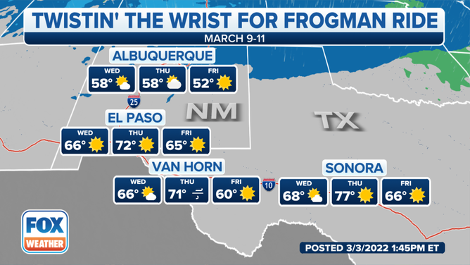 Twistin' The Wrist of the Frogman route forecast.