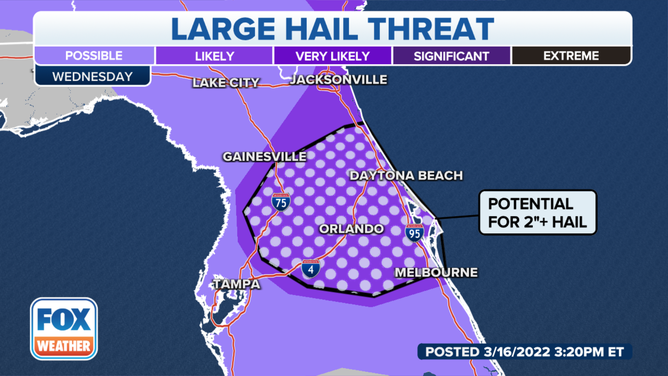 Hail outlook for Central Florida on Wednesday.