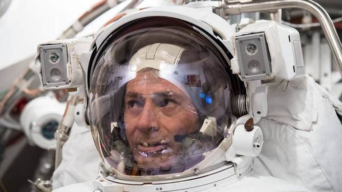 NASA Astronaut Mark Vande Hei trains for a spacewalk at NASA’s Johnson Space Center in Houston in March 2017.