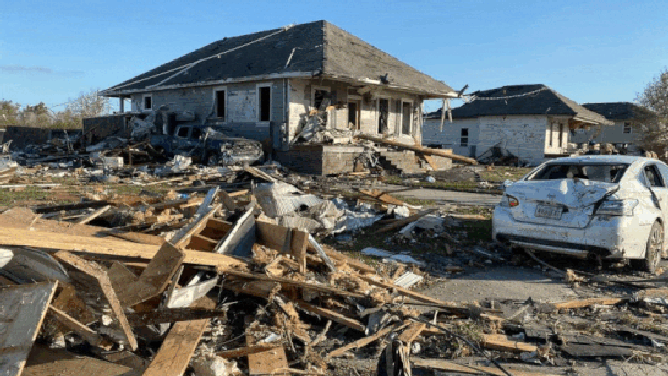 A collection of photos showing the damage in Arabi, Louisiana, after an EF-3 tornado hit the community on March 22, 2022.