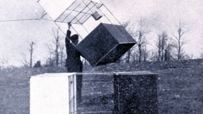 Hargrave-Martin box kites as used at Mount Weather Observatory in Virginia in 1906.