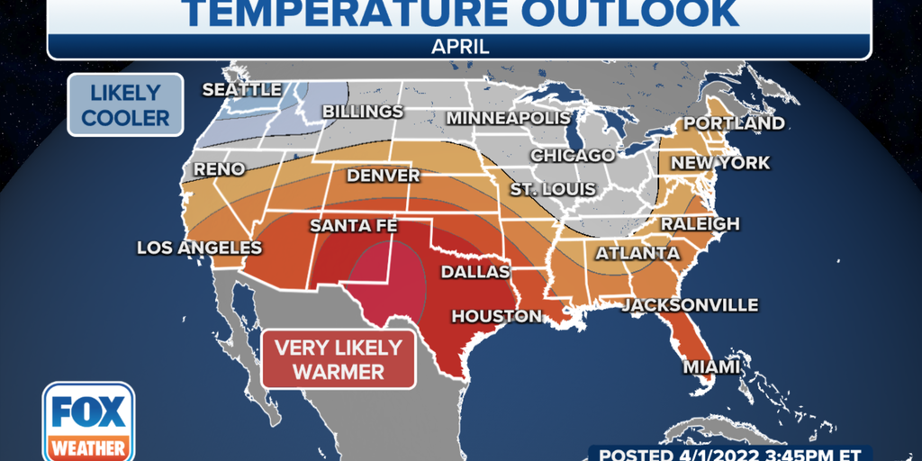 April Outlook Warmer Drier Weather Expected For Large Parts Of Country Fox Weather