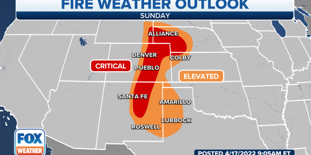 Critical fire threat stretches Central Plains to the Southwest Sunday ...