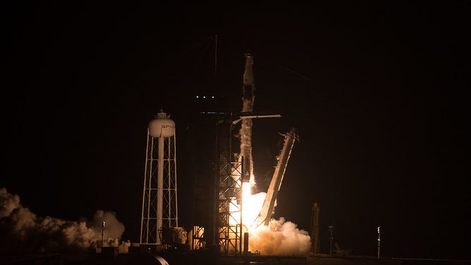 A SpaceX Falcon 9 rocket carrying the company's Crew Dragon spacecraft is launched on NASA’s SpaceX Crew-4 mission to the International Space Station with NASA astronauts Kjell Lindgren, Robert Hines, Jessica Watkins, and ESA (European Space Agency) astronaut Samantha Cristoforetti onboard, Wednesday, April 27, 2022, at NASA’s Kennedy Space Center in Florida. NASA’s SpaceX Crew-4 mission is the fourth crew rotation mission of the SpaceX Crew Dragon spacecraft and Falcon 9 rocket to the International Space Station as part of the agency’s Commercial Crew Program. Lindgren, Hines, Watkins, and Cristoforetti launched at 3:52 a.m. ET from Launch Complex 39A at the Kennedy Space Center to begin a six month mission onboard the orbital outpost. Photo Credit: (NASA/Aubrey Gemignani)