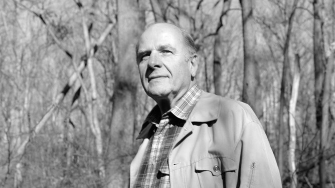 U.S. Senator and founder of Earth Day Gaylor Nelson stands in Rock Creek Park in Washington, D.C.