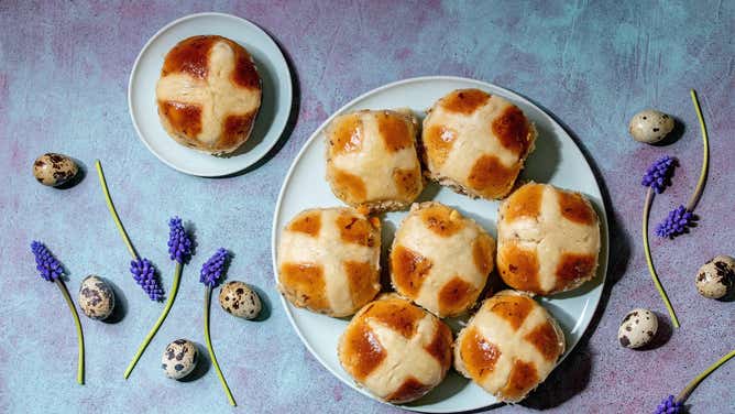 Homemade Easter hot cross buns.