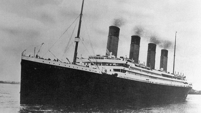 The White Star Line passenger liner R.M.S. Titanic embarking on its star-crossed maiden voyage.