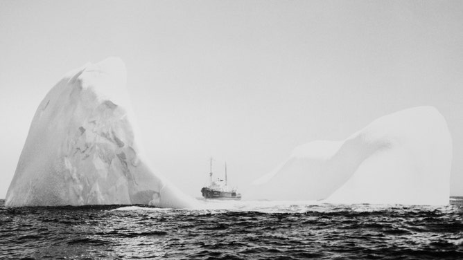 A U.S. Coast Guard International Ice Patrol vessel conducts surface observations of icebergs which are then produced as twice daily broadcasts to ships in North Atlantic Lane routes.