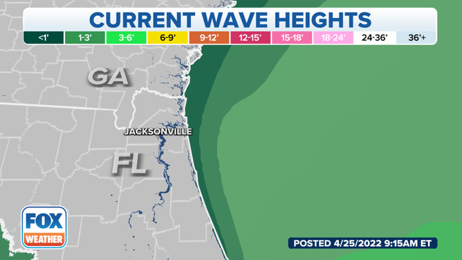 Jacksonville wave heights on Monday