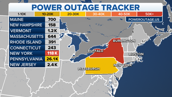 Power outages as of 12:30 p.m. Eastern on Wednesday, April 20, 2022.