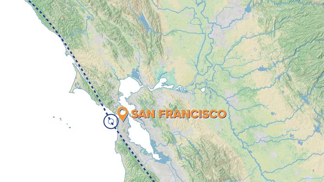 The San Andreas fault line next to San Francisco.