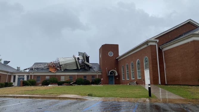 Storm damages to Northminster Presbyterian Church in Macon, Georgia. (Image credit: Michael Napier, II)