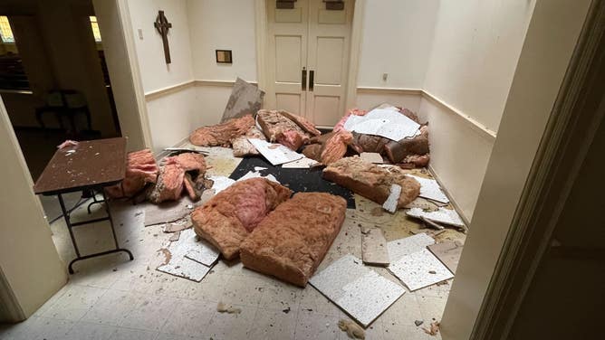 Storm damages to Northminster Presbyterian Church in Macon, Georgia. (Image credit: Michael Napier, II)