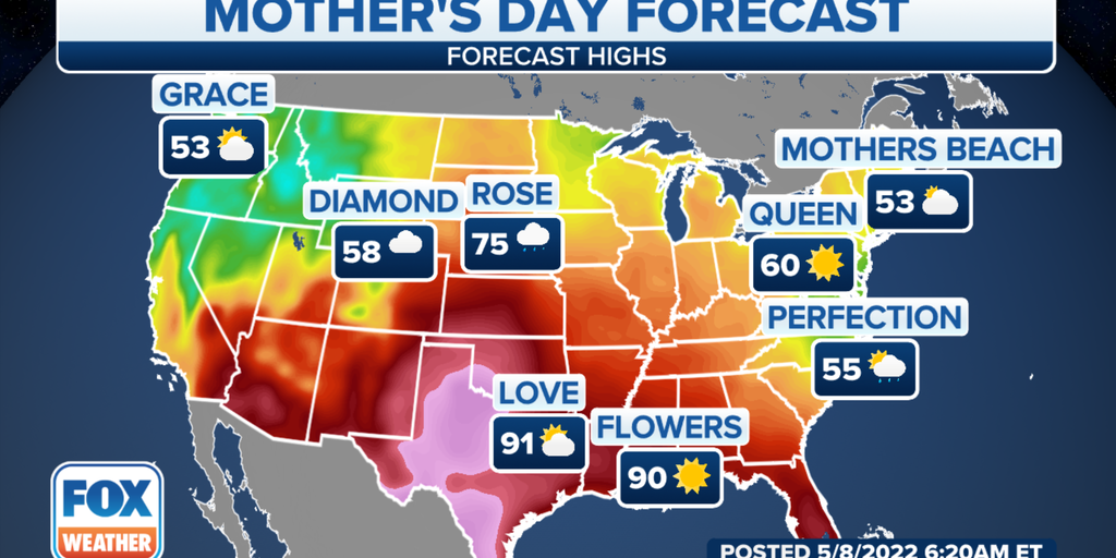 Your Mother’s Day forecast in locations with momthemed names across