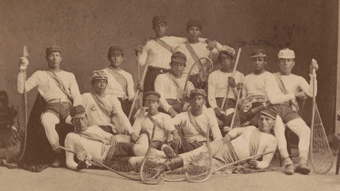 Mohawk lacrosse players, ca. 1869.