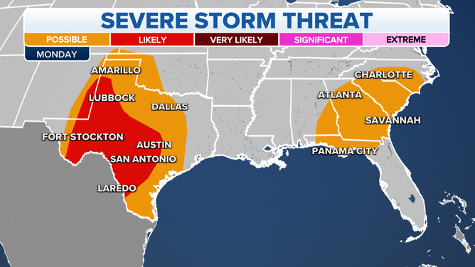 Severe storm threat on Monday, May 23, 2022.