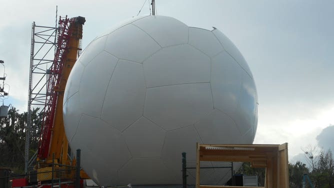 A radome being constructed at NWS San Juan in Puerto Rico.