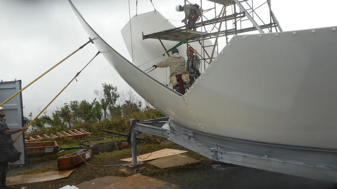 A radome being constructed at NWS San Juan in Puerto Rico.