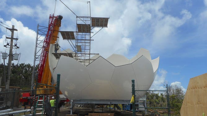 A radome being constructed at NWS San Juan in Puerto Rico.