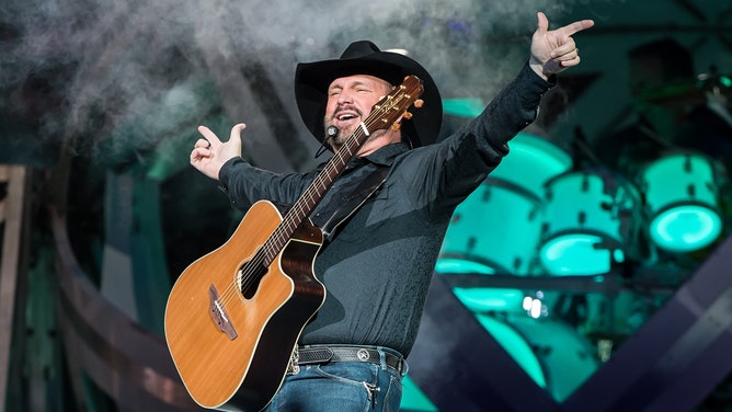 Singer-songwriter Garth Brooks performs during The Garth Brooks World Tour with Trisha Yearwood at Wells Fargo Center on March 24, 2017, in Philadelphia.