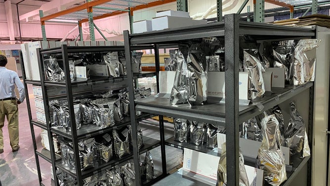 Packages at UCF's Exolith Lab of lunar and Mars simulant are ready to be shipped out to schools, laboratories and other facilities. (Image: Emilee Speck/FOX Weather)