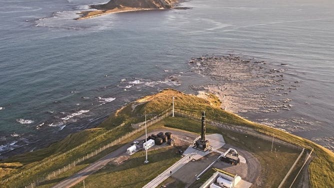 Rocket Lab's Launch Complex 1 and Electron rocket on the launchpad in New Zealand. (Image: Rocket Lab)