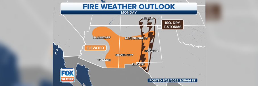 Dry thunderstorms a concern in the Southwest as fire risk reaches elevated levels on Monday