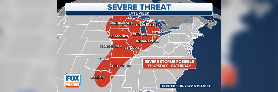 Severe storms eye parts of Upper Midwest, Ohio and Tennessee Valleys on Thursday
