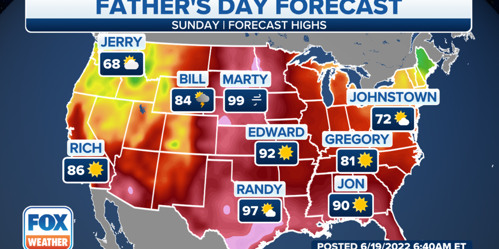 Father's Day forecast includes sunshine, warm temperatures for most