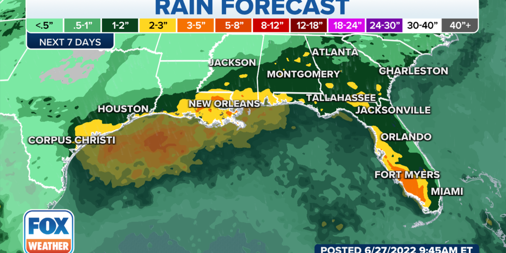 Heavy rain could lead to flooding along the Gulf Coast this week | Fox ...