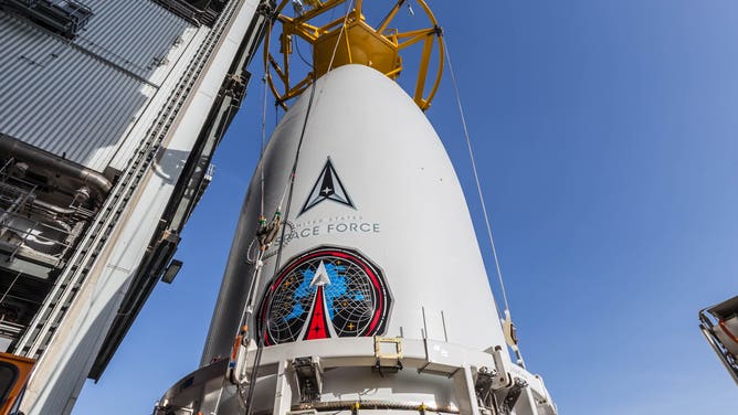 ULA Atlas V fairings ready to be mounted to the rocket in Cape Canaveral, Fla. (Image: ULA)